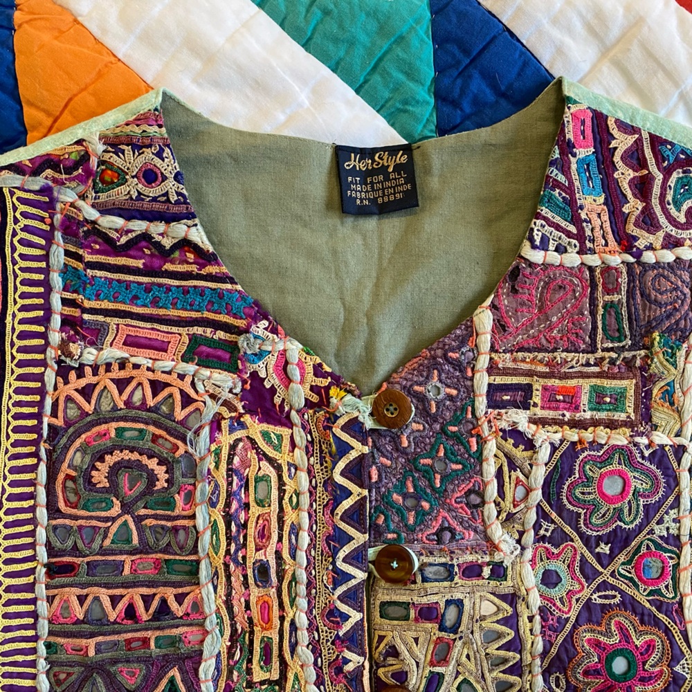 Vintage Patchwork Jacket With Indian Textiles - image 5